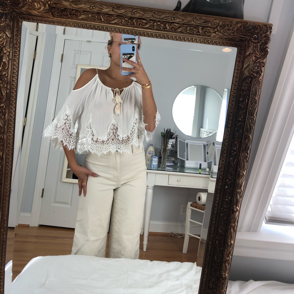 White Lacey Off the Shoulder Top